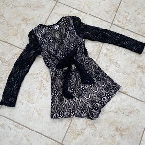 Tobi Black/Nude lace romper (size M)